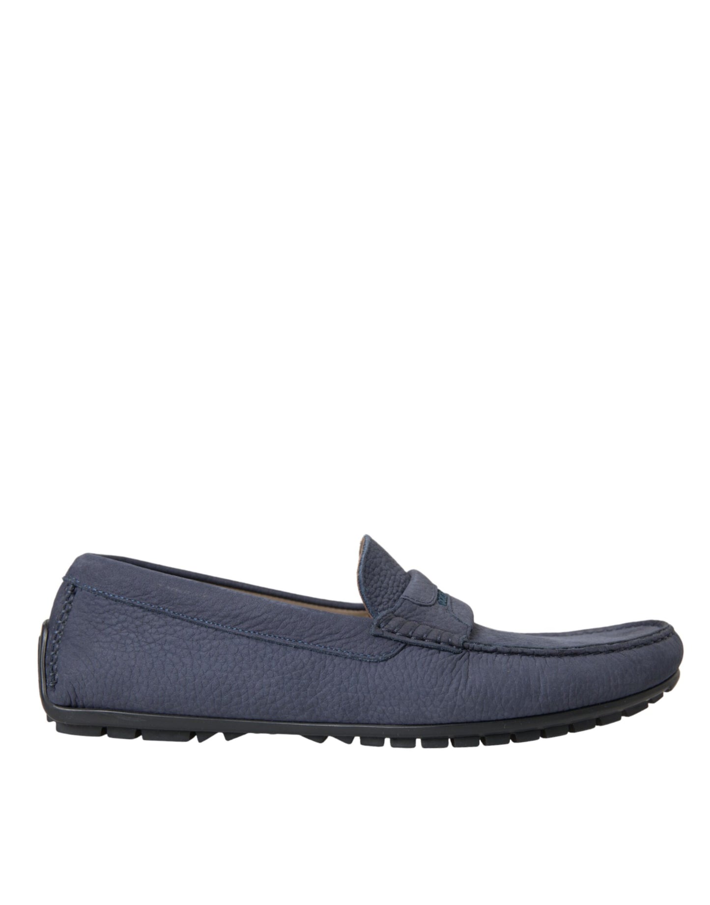 Blue Calf Leather Slip On Moccasin Shoes