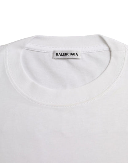 White Cotton Crew Neck Short Sleeves T-shirt