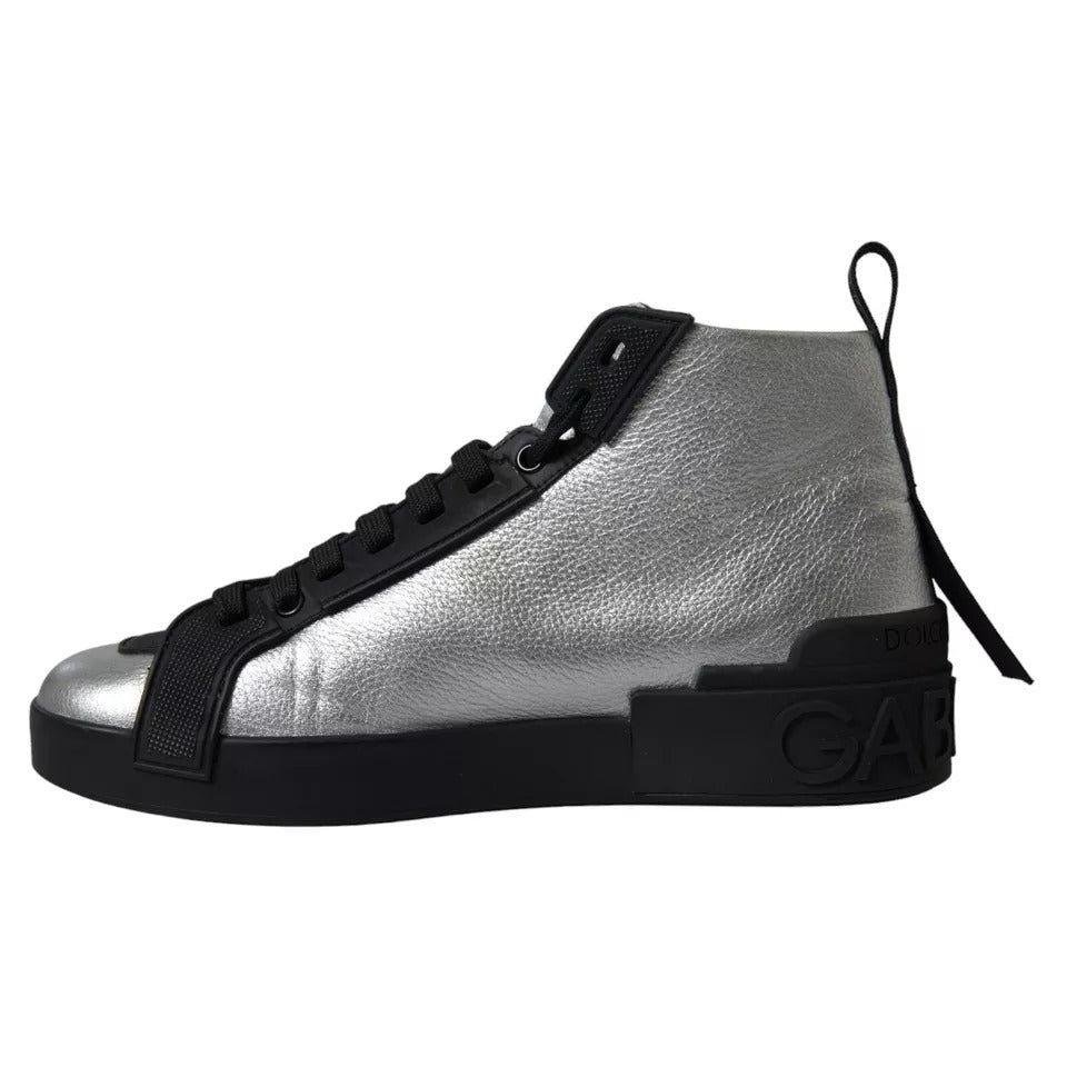 Black Silver Logo Mid Top Men Sneakers Shoes