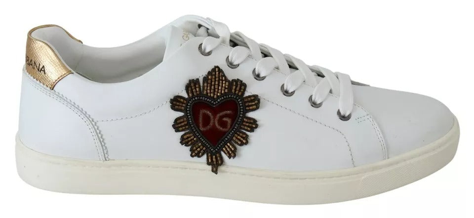 White Leather Heart Low Top Sneakers Men Shoes