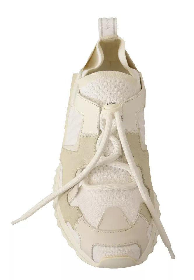 White Fabric Suede Sorrento Lace Up Sneakers Shoes