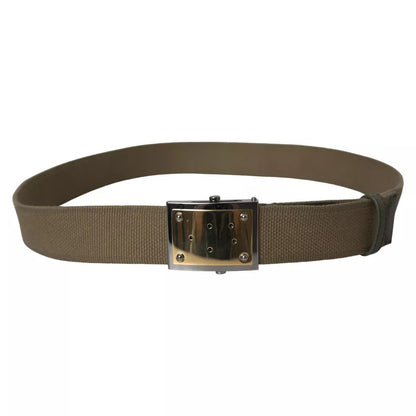 Brown Canvas Square Metal Buckle Men Belt