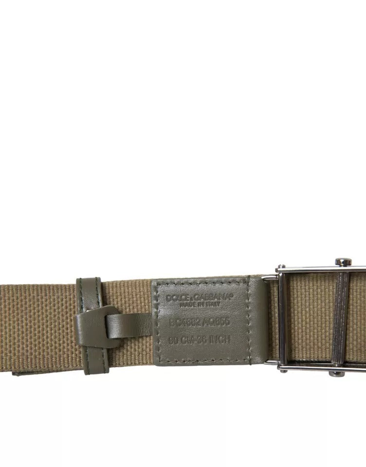 Brown Canvas Square Metal Buckle Men Belt