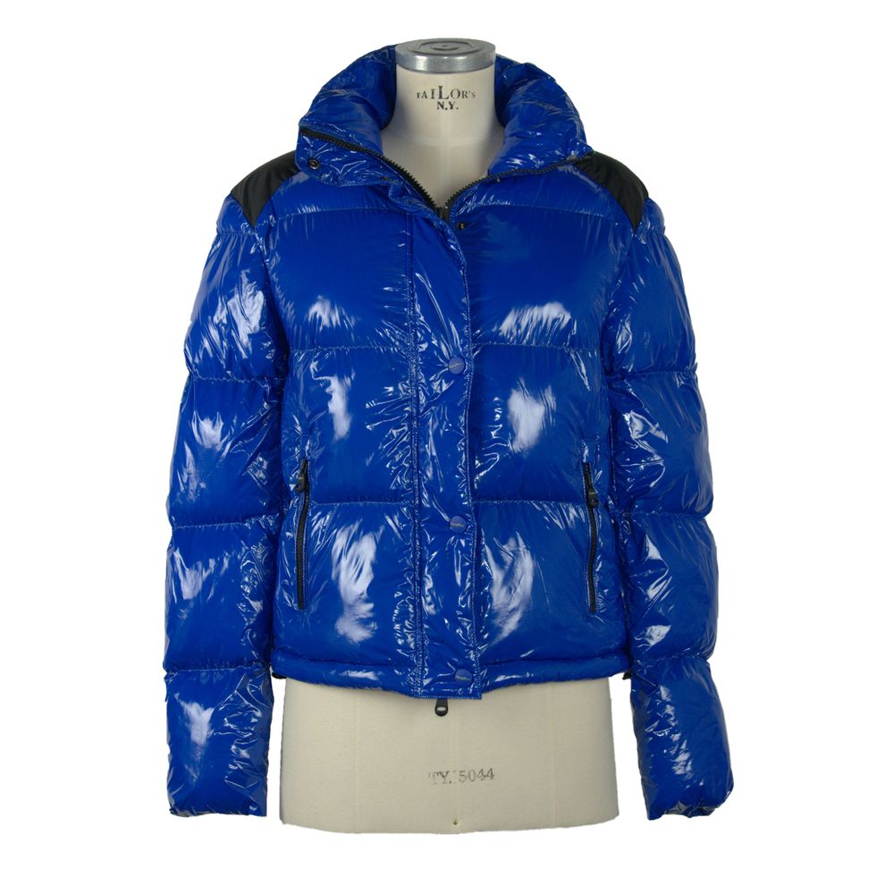 Chic Blue Down Jacket with Eco-Friendly Flair