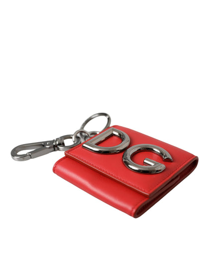 Red Calfskin Leather DG Logo Keyring Coin Purse Wallet