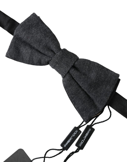 Dark Gray Silk Adjustable Neck Men Bow Tie