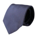 Navy Blue Silk Patterned Adjustable Men Tie