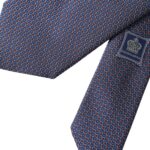 Navy Blue Silk Patterned Adjustable Men Tie