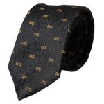 Black Silk Branded Logo Adjustable Men Tie