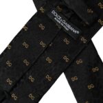 Black Silk Branded Logo Adjustable Men Tie