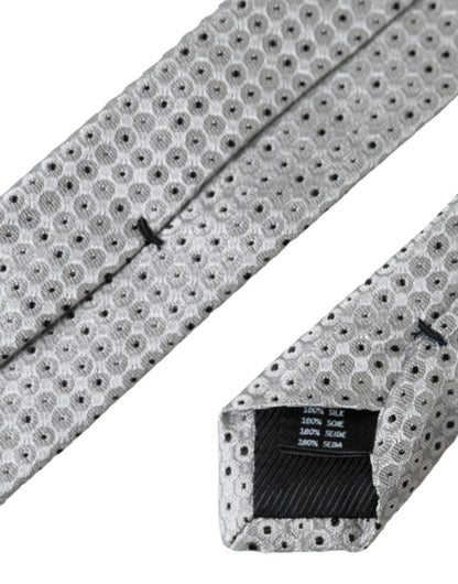 Light Gray Polka Dot Silk Adjustable Men Tie