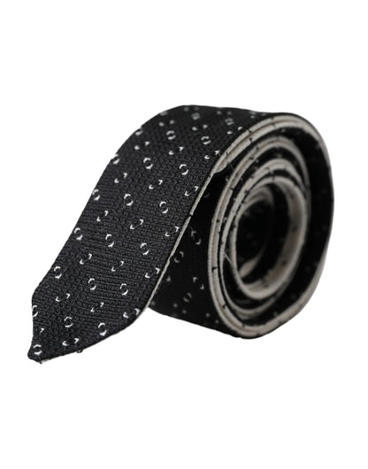 Black White Patterned Adjustable Tie