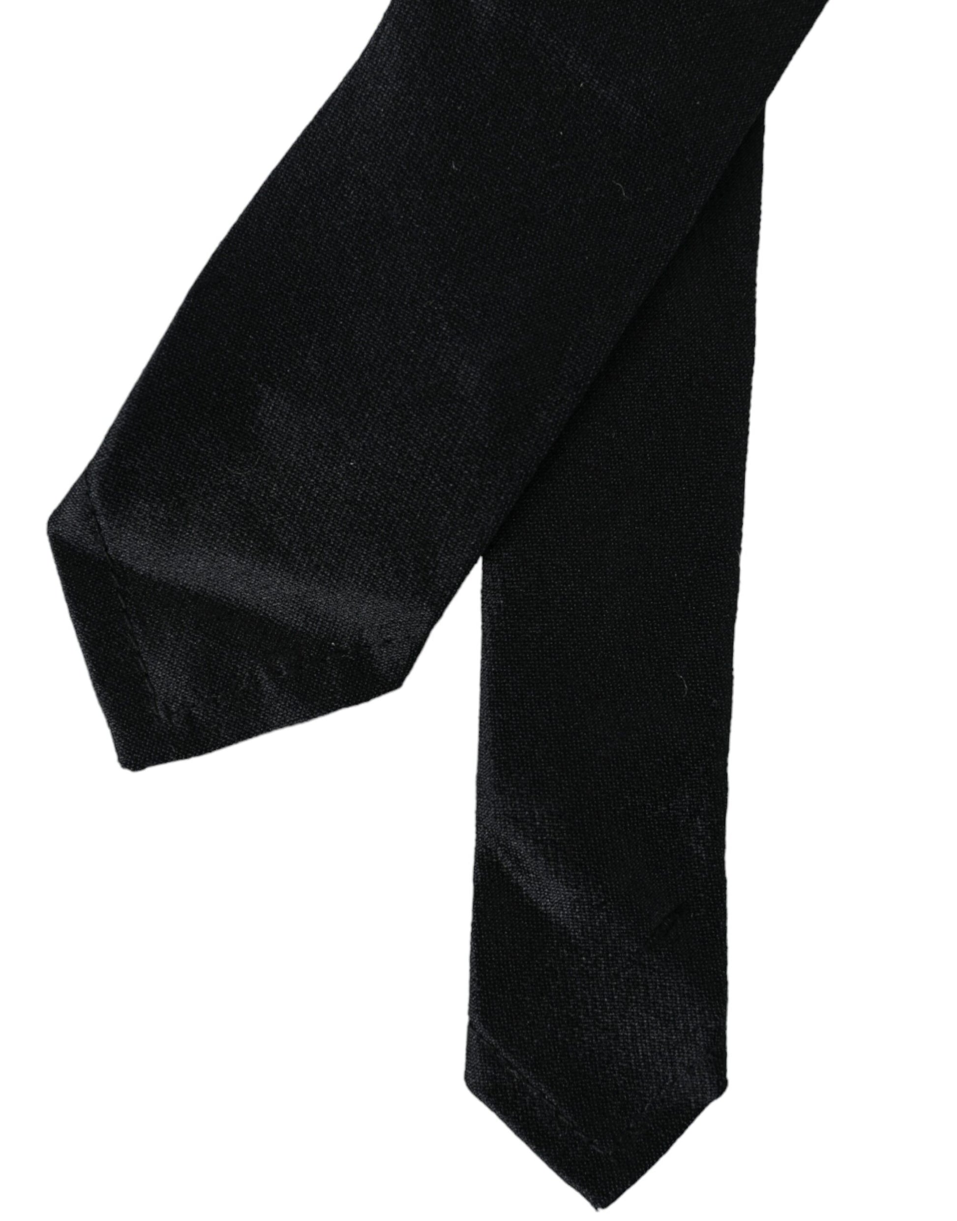 Black Solid 100% Silk Adjustable Tie