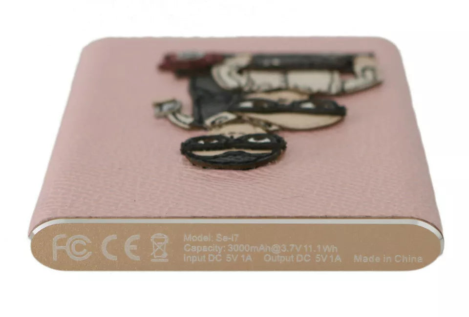 Chic Pink Leather Power Bank