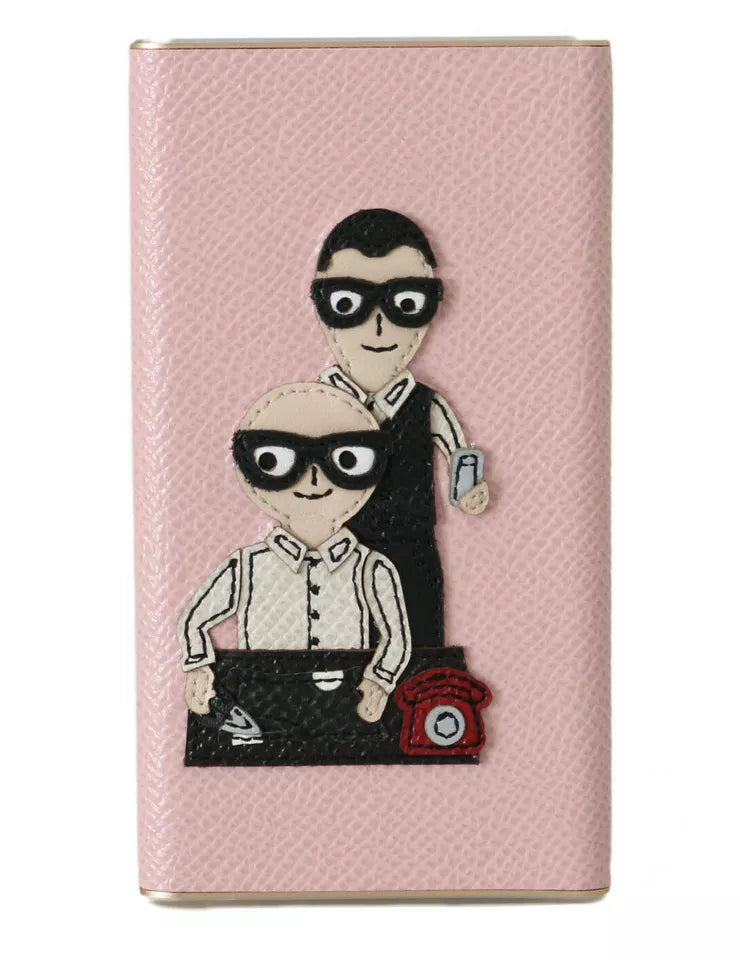 Chic Pink Leather Power Bank