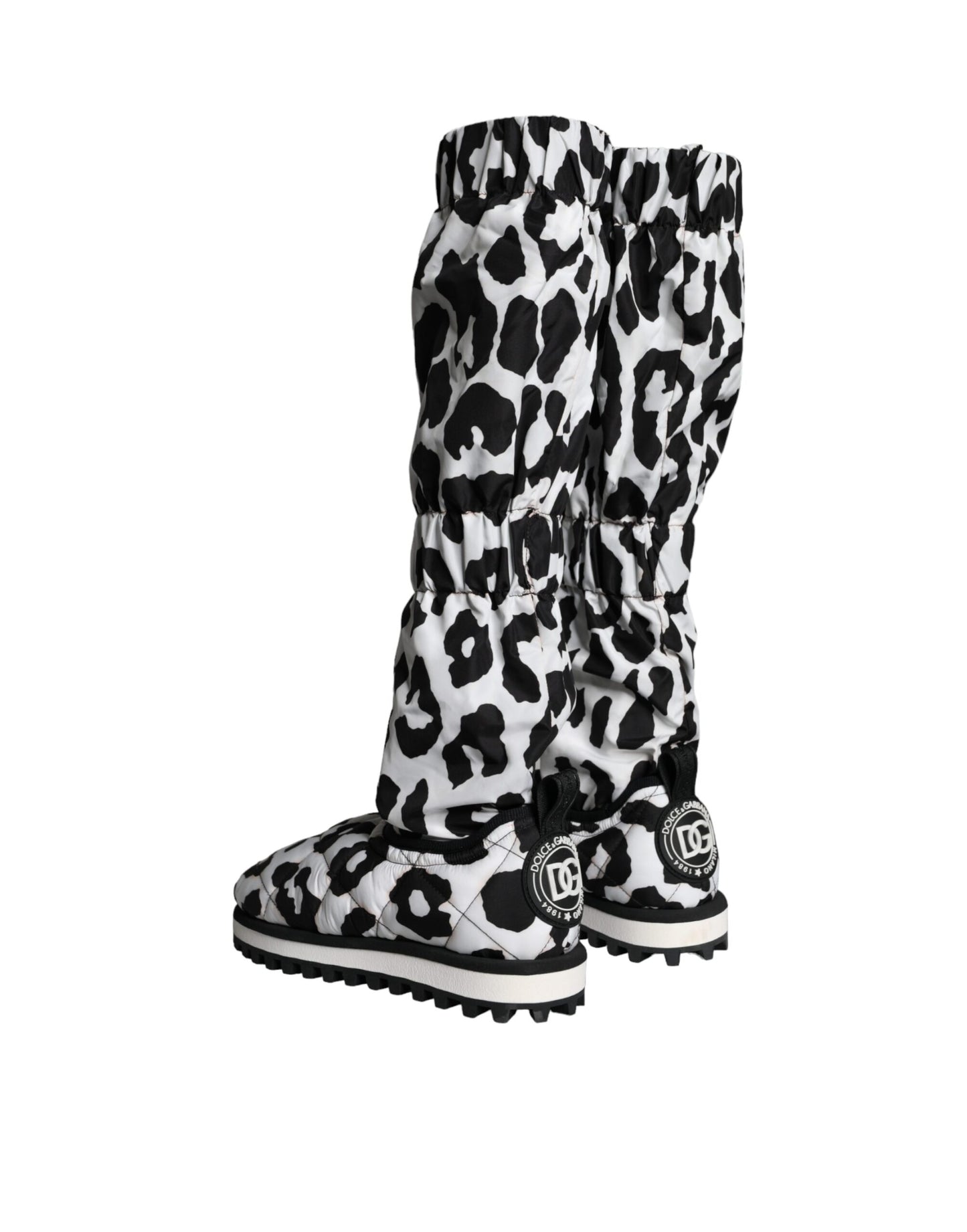 Black White Leopard Quilted Men Boots Sneakers Shoes