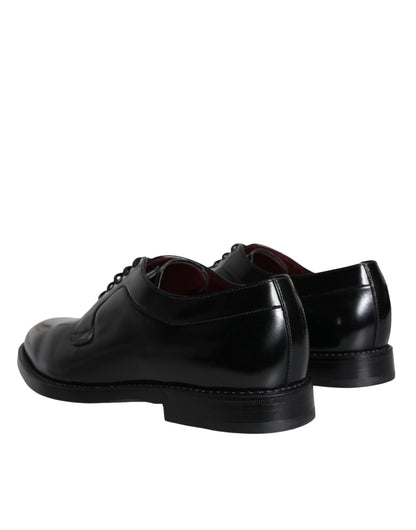 Black Calfskin Leather Derby Men Dress Shoes