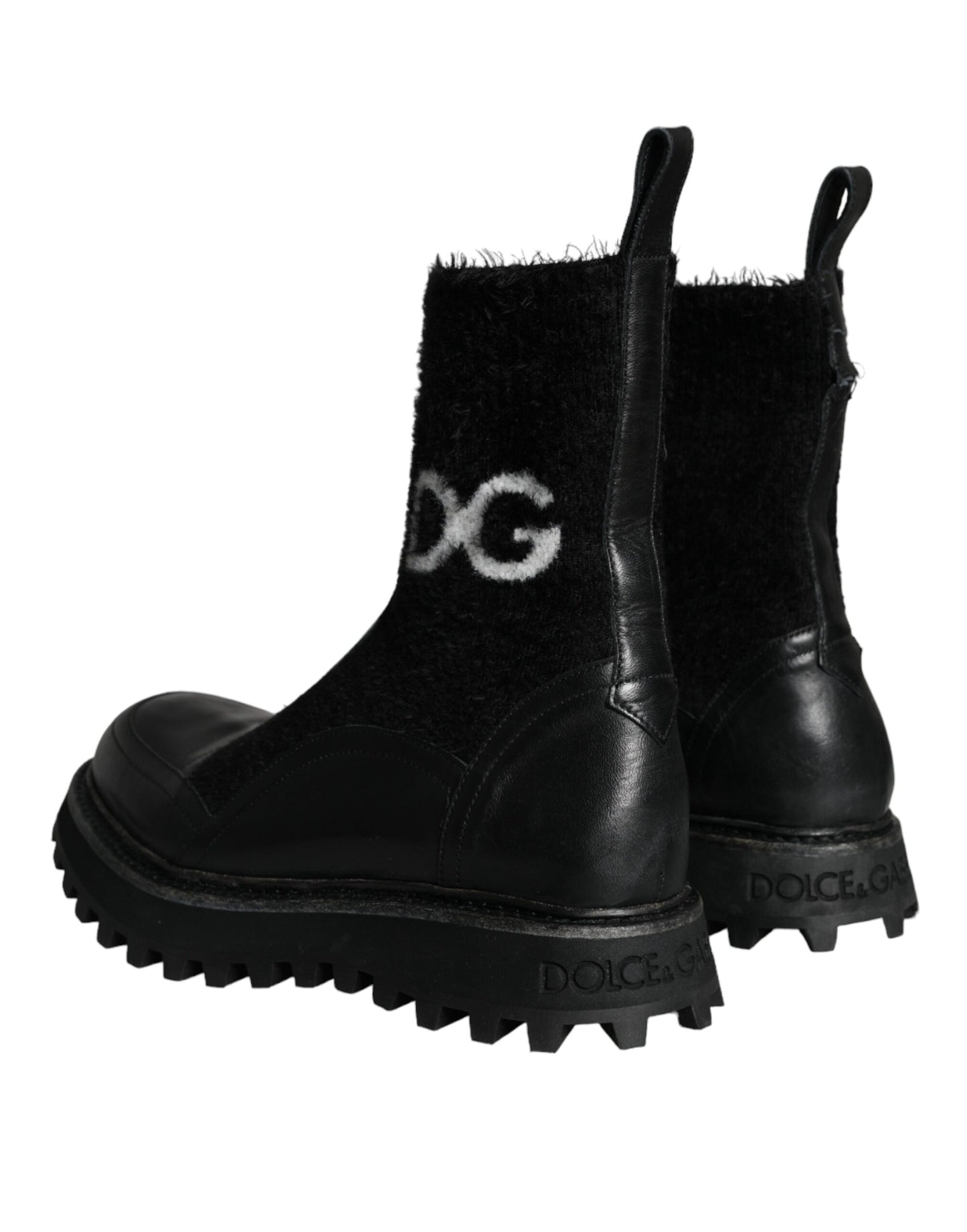 Black DG Logo Horse Sock Ankle Boots Shoes