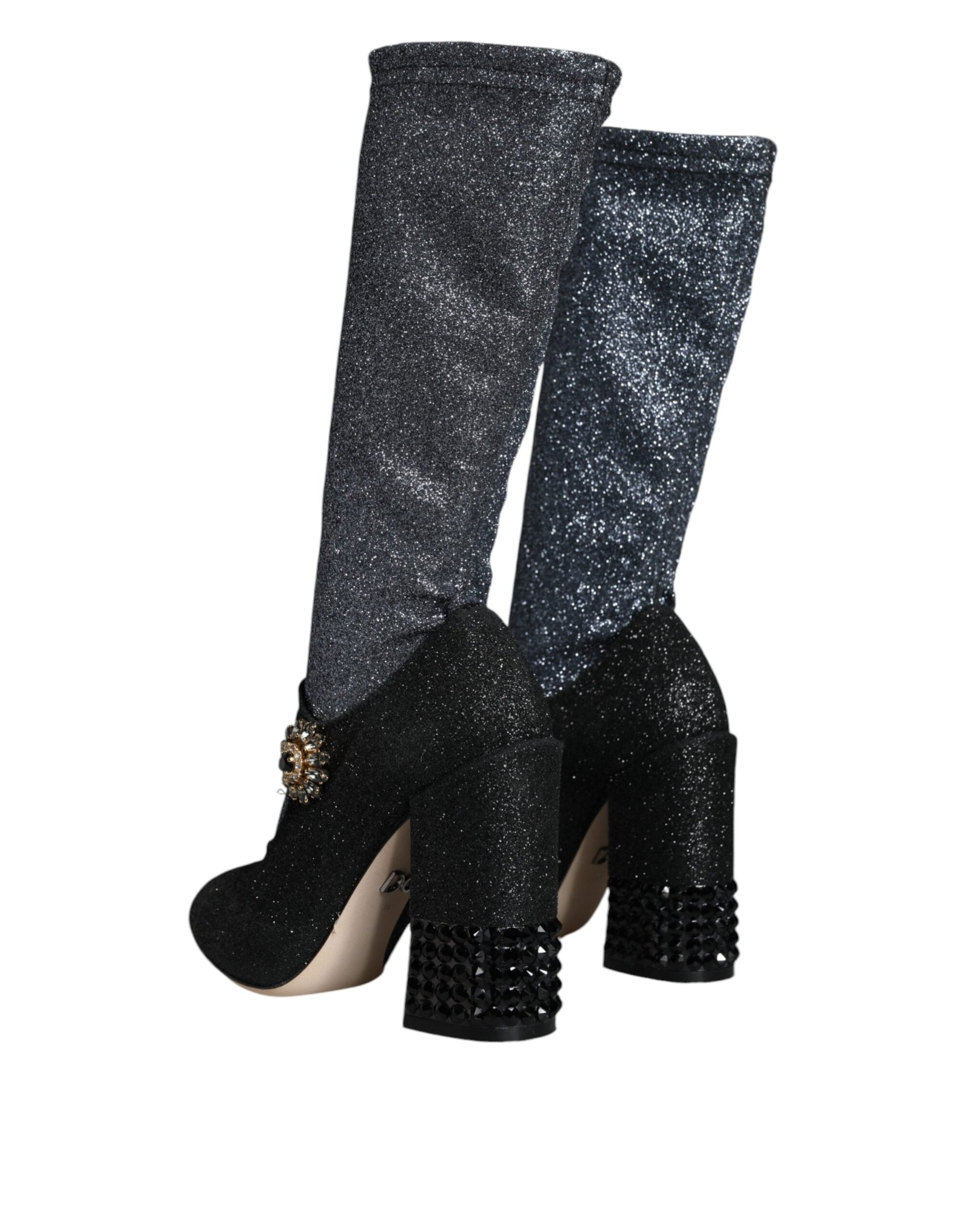 Black Crystal Mary Janes Booties Shoes