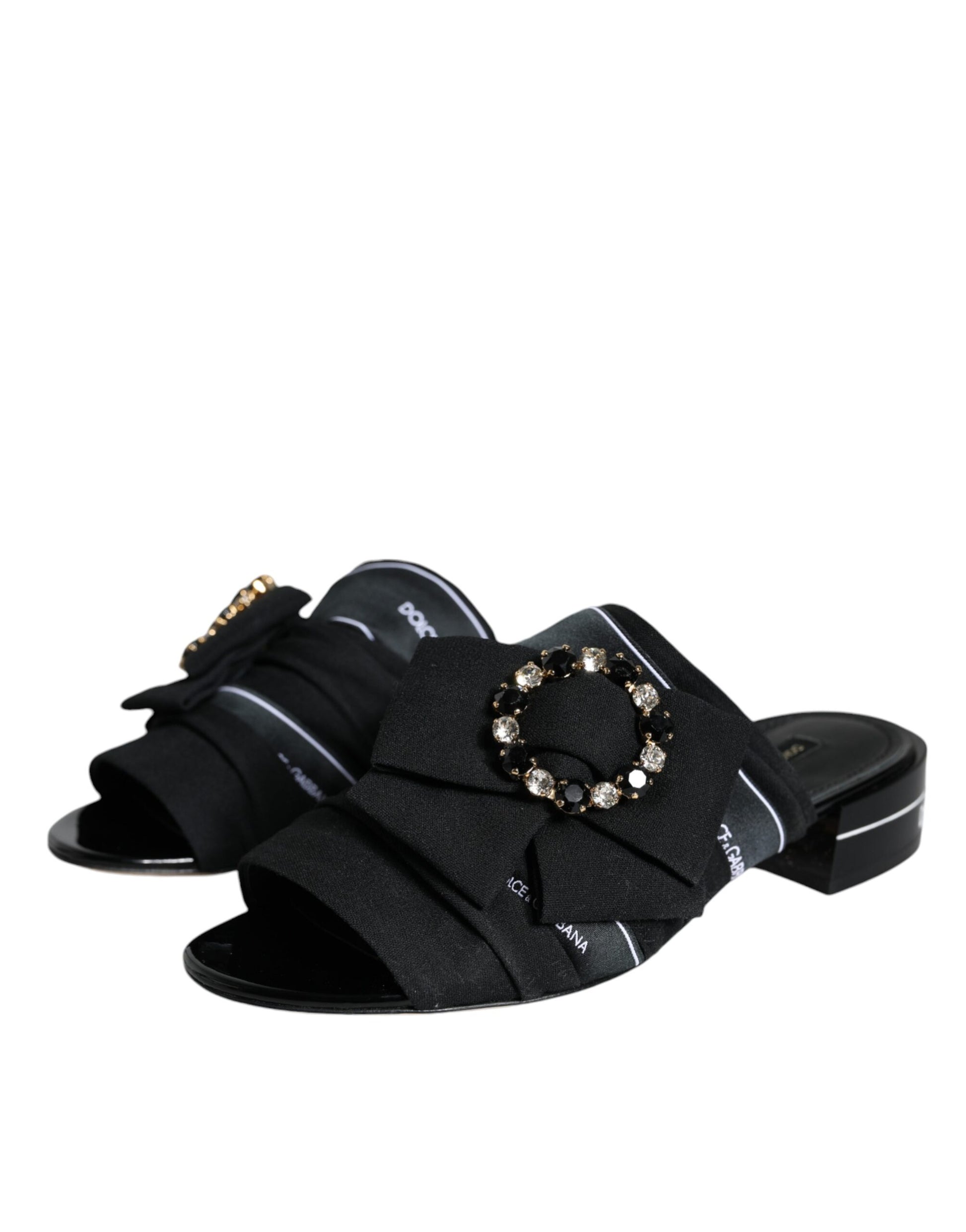 Black White Crystal Slides Sandals Shoes