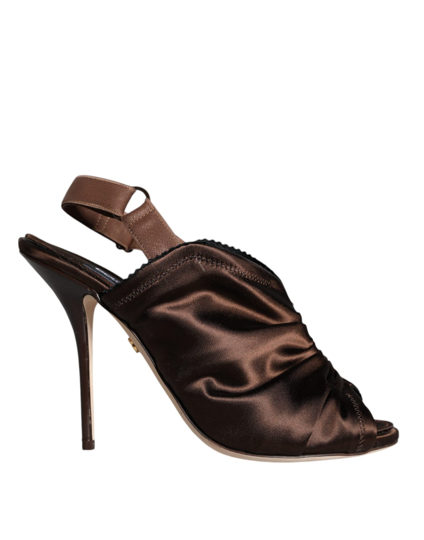 Brown Satin Slingback Heels Sandals Shoes