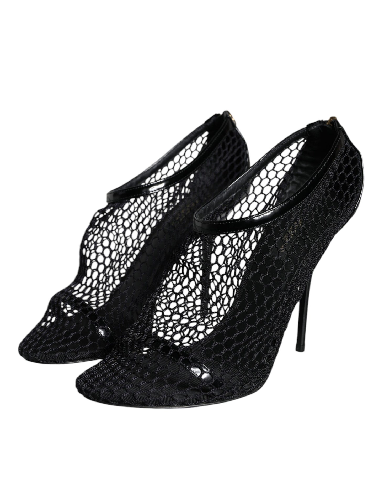 Black Mesh Leather Heels Keira Sandals Shoes