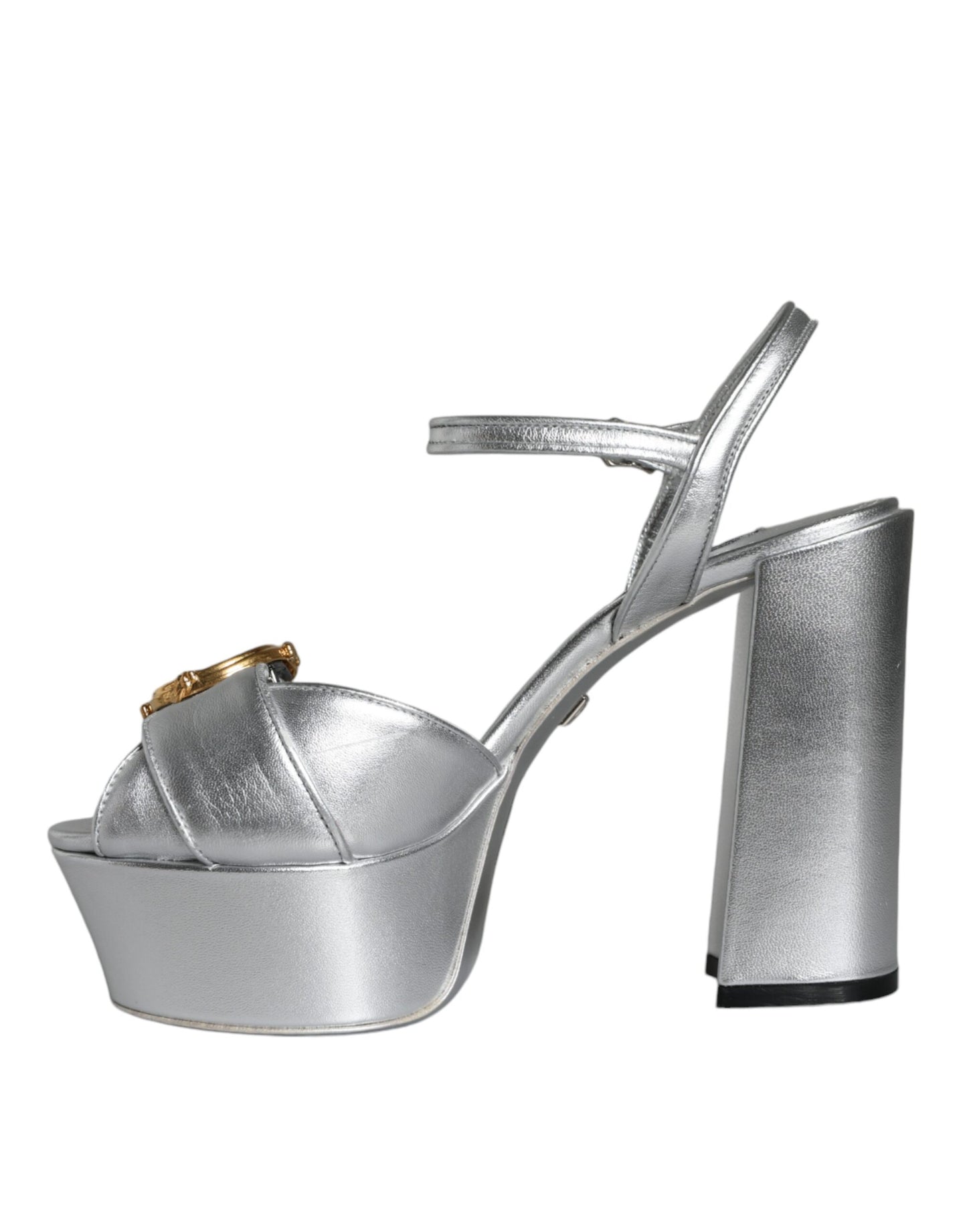 Silver Leather Platform Logo Keira Sandals Shoes