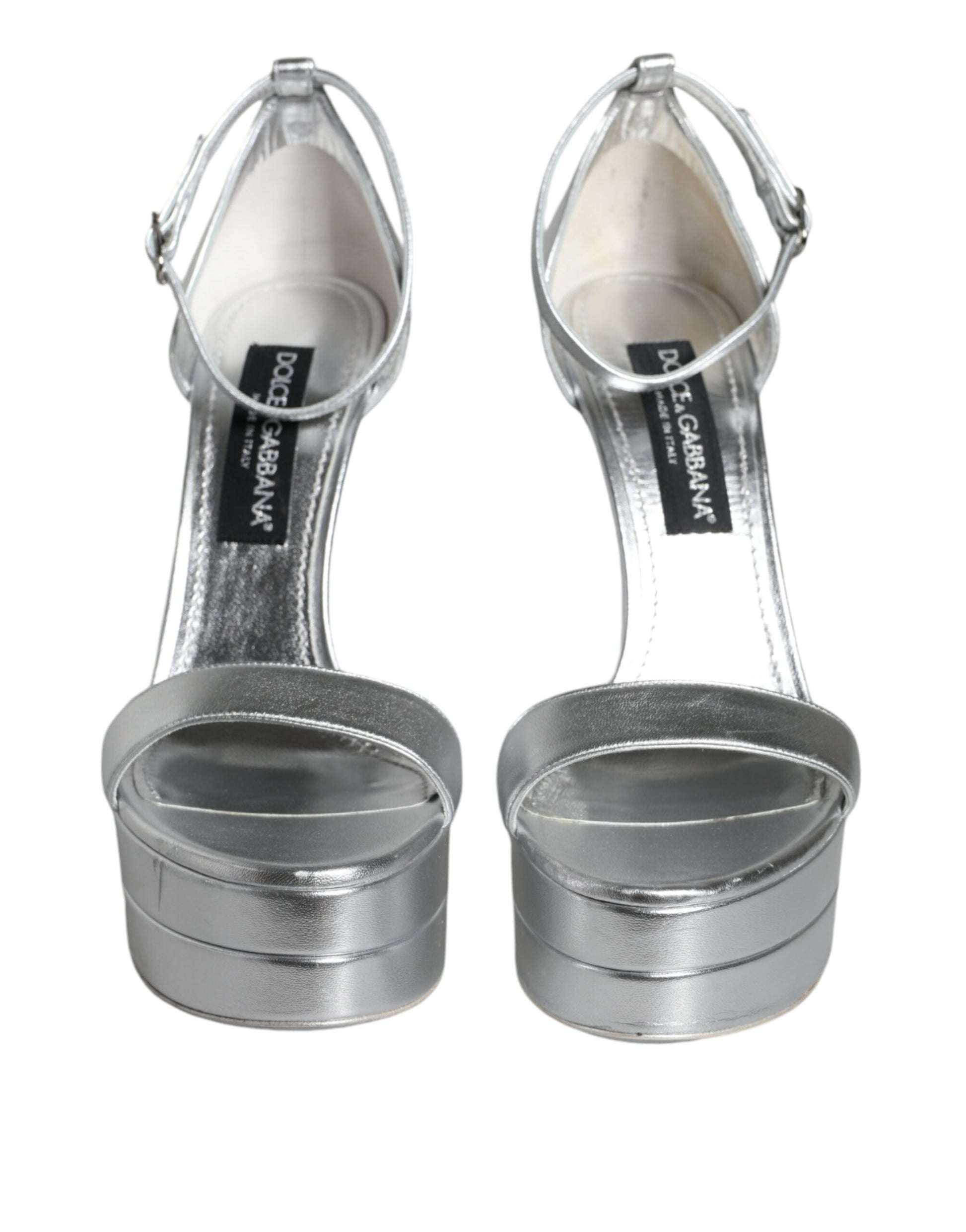 Silver Leather Platform Keira Sandals Shoes