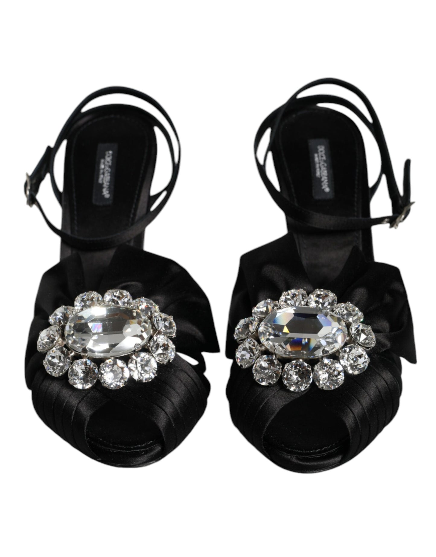 Black Crystal Ankle Strap Sandals Shoes