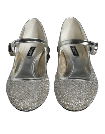 Silver Mesh Crystal Mary Jane Pumps Shoes