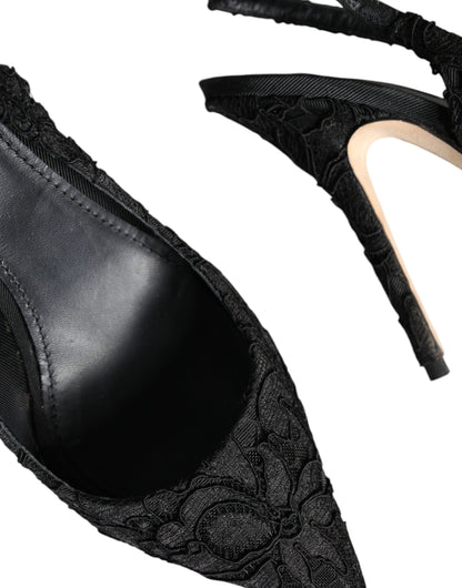 Black Taormina Lace Bellucci Slingbacks Shoes