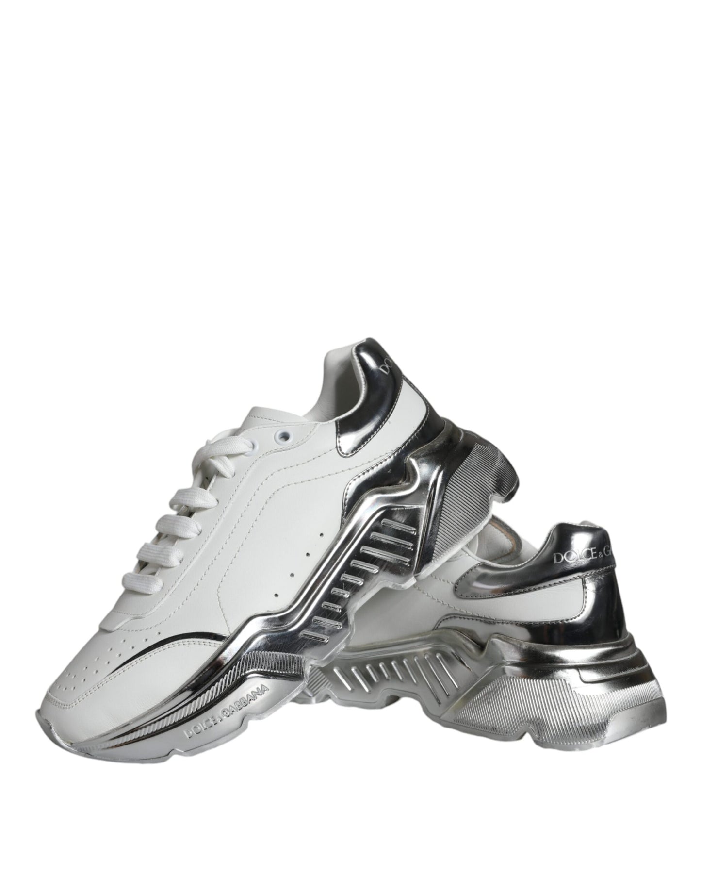 White Silver Daymaster Leather Sneakers Shoes