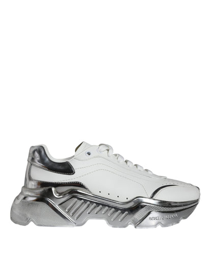 White Silver Daymaster Leather Sneakers Shoes