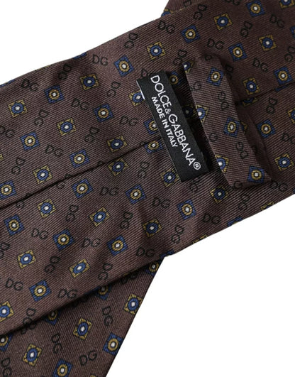 Brown Silk Branded Logo Adjustable Men Tie