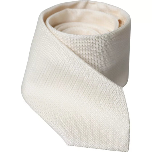 Off White Patterned Silk Classic Adjustable Tie