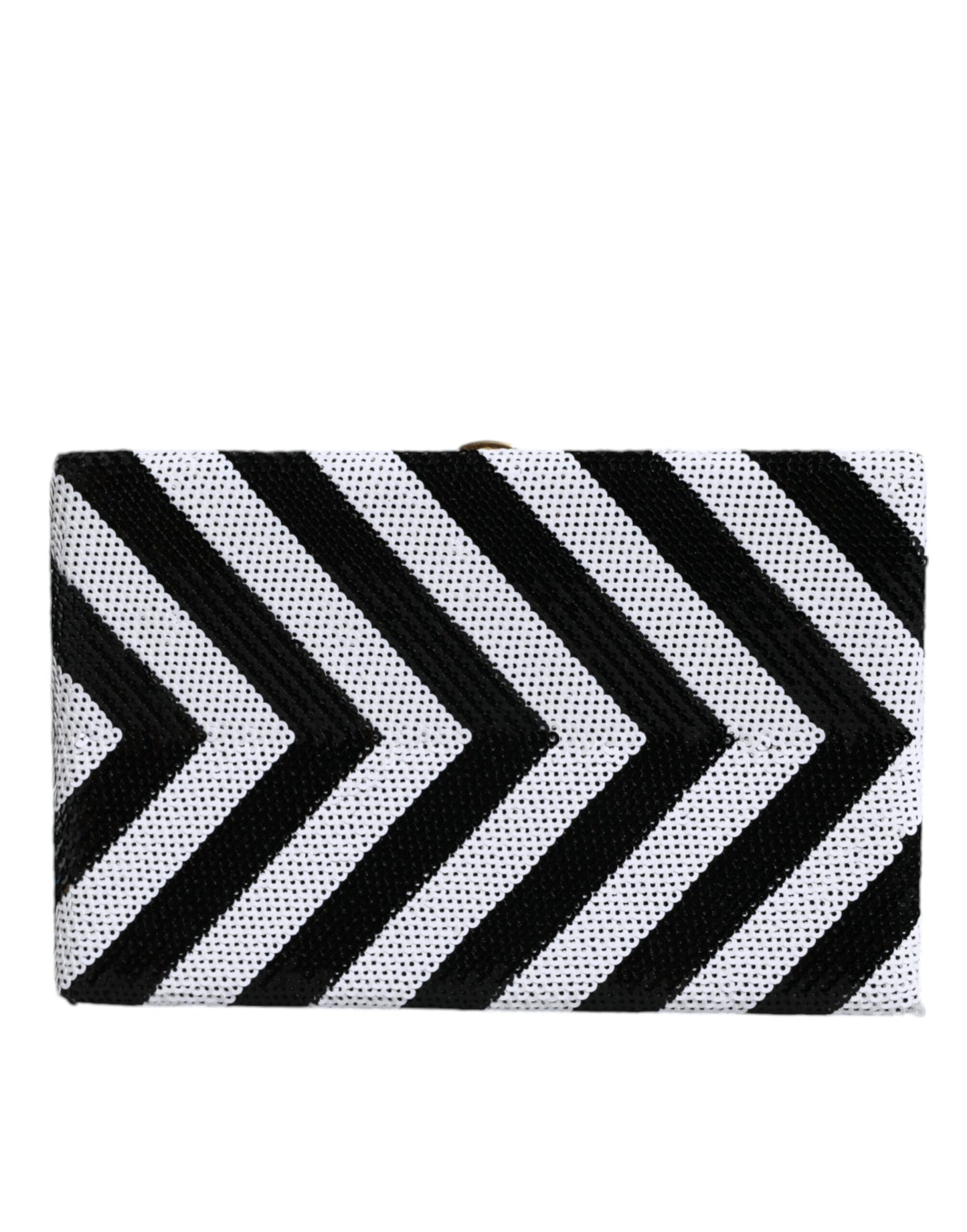 Black White Gold Frame Clutch Evening Party Purse Bag