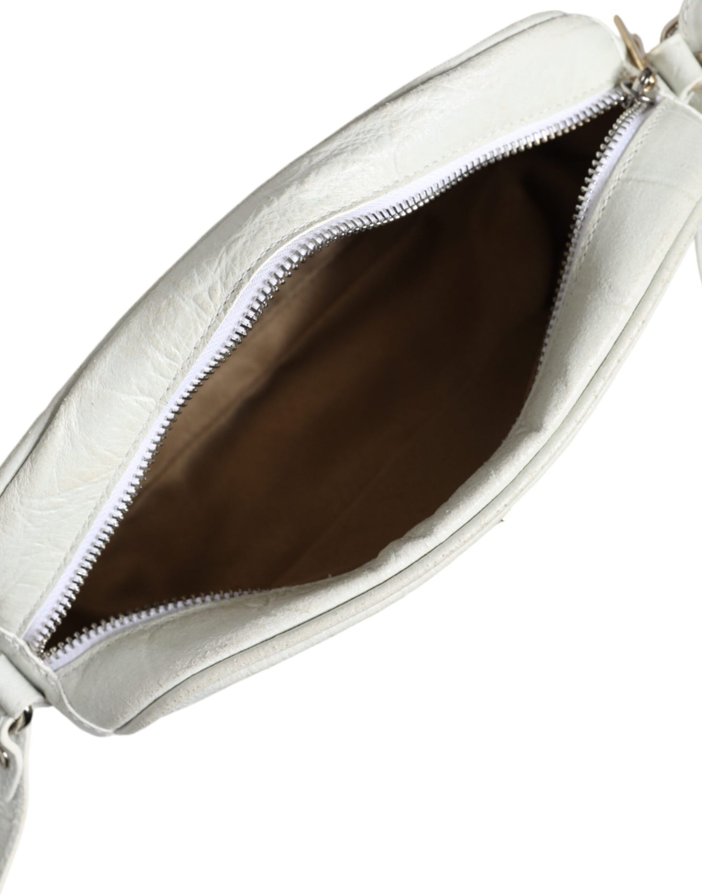 White Croc Print Leather Crossbody Sling Bag