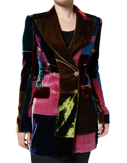 Multicolor Double Breasted Patchwork Blazer Jacket