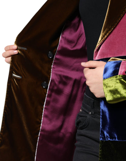 Multicolor Double Breasted Patchwork Blazer Jacket