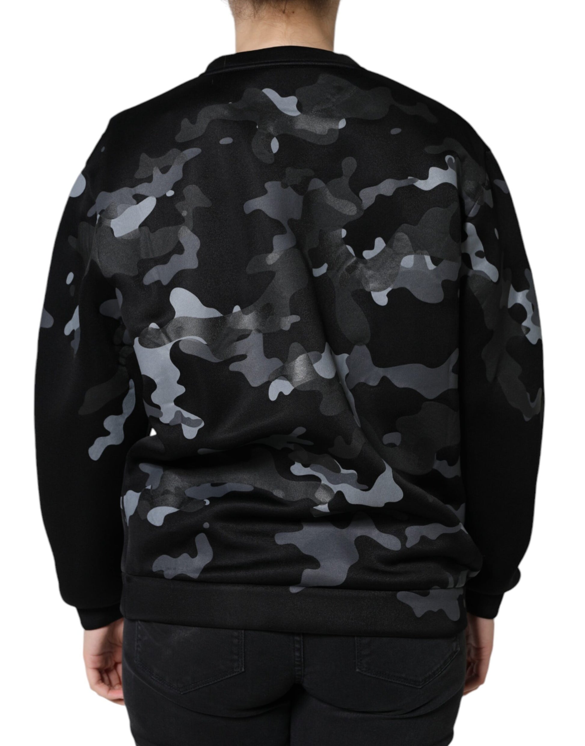 Black Camouflage Round Neck Sweatshirt Sweater