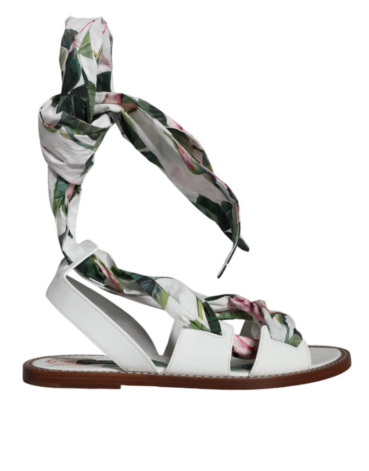 Multicolor Floral Print Ankle Wrap Sandals Shoes