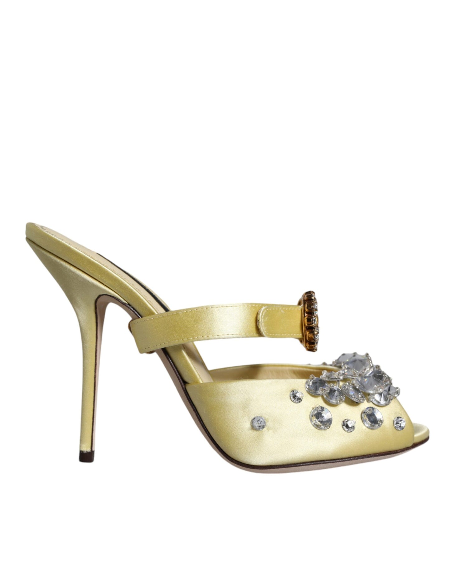 Yellow Mary Janes Satin Crystal Sandals Shoes