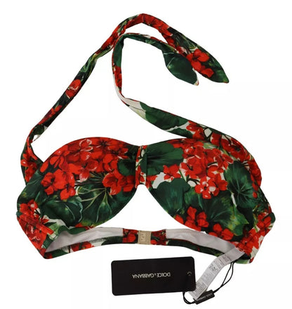 Multicolor Geranium Halter Beachwear Bikini Top