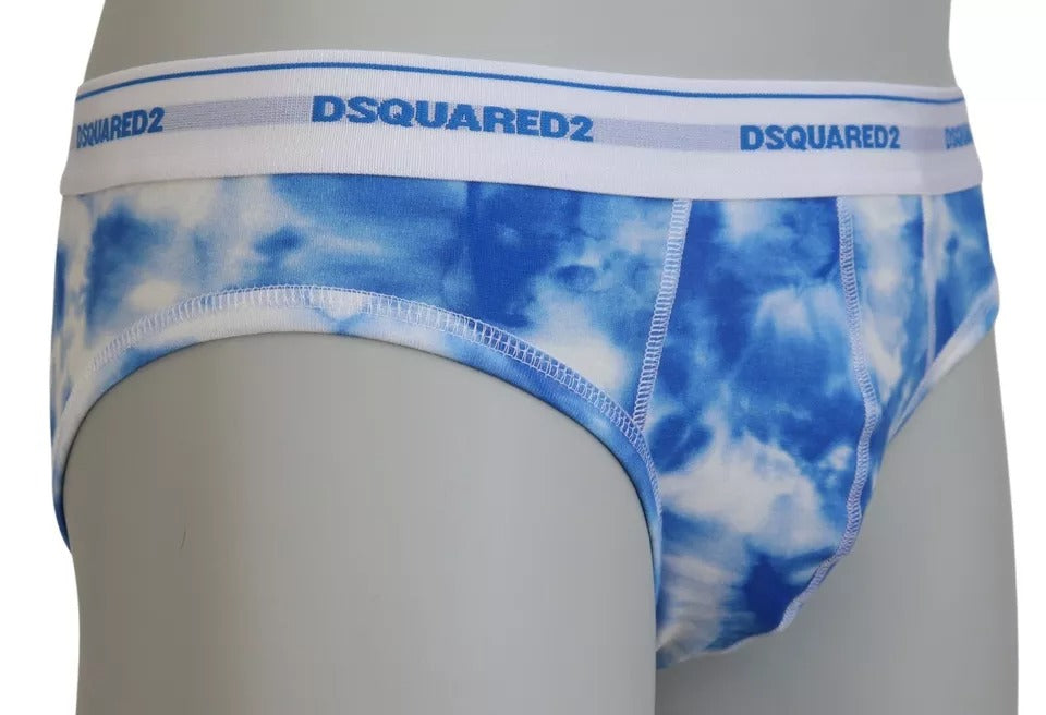 Blue Tie Dye Cotton Stretch Men Brief Underwear