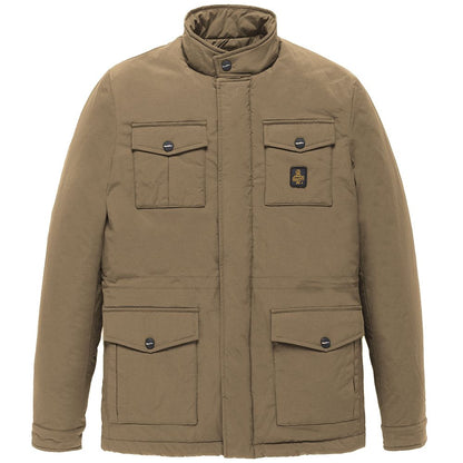 Brown Nylon Men Jacket