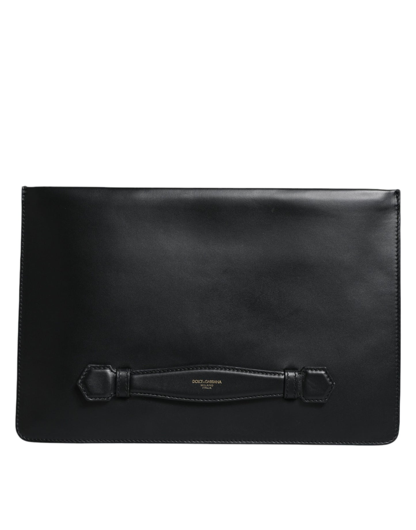 Black Calfskin Leather Mediterranean Pouch Bag