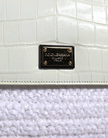 White Rafia Leather SICILY Crossbody Bag