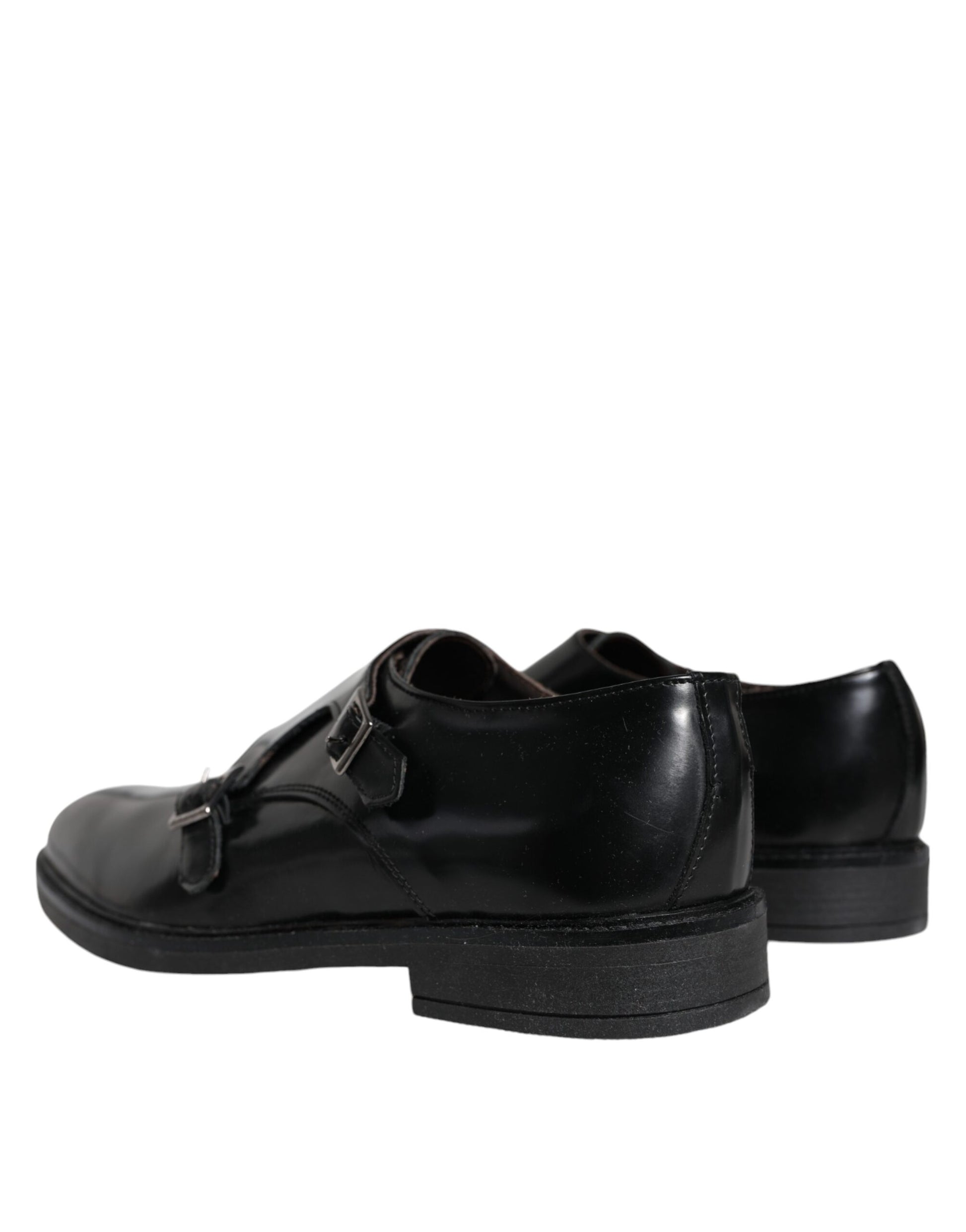 Black Leather Monk Strap Dress Formal Shoes