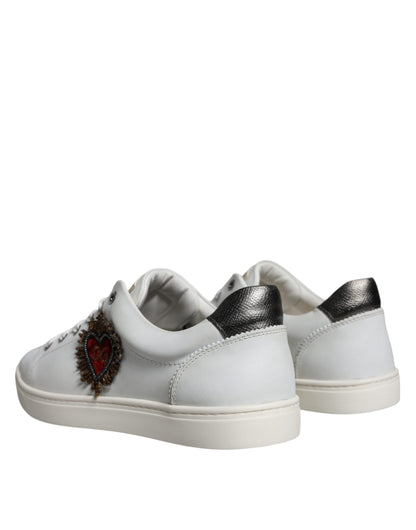 White Leather Heart Low Top Casual Sneakers Shoes