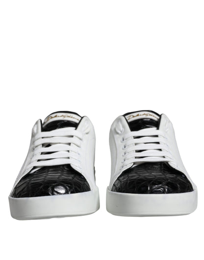 Black Leather Logo Portofino Sneaker Shoes